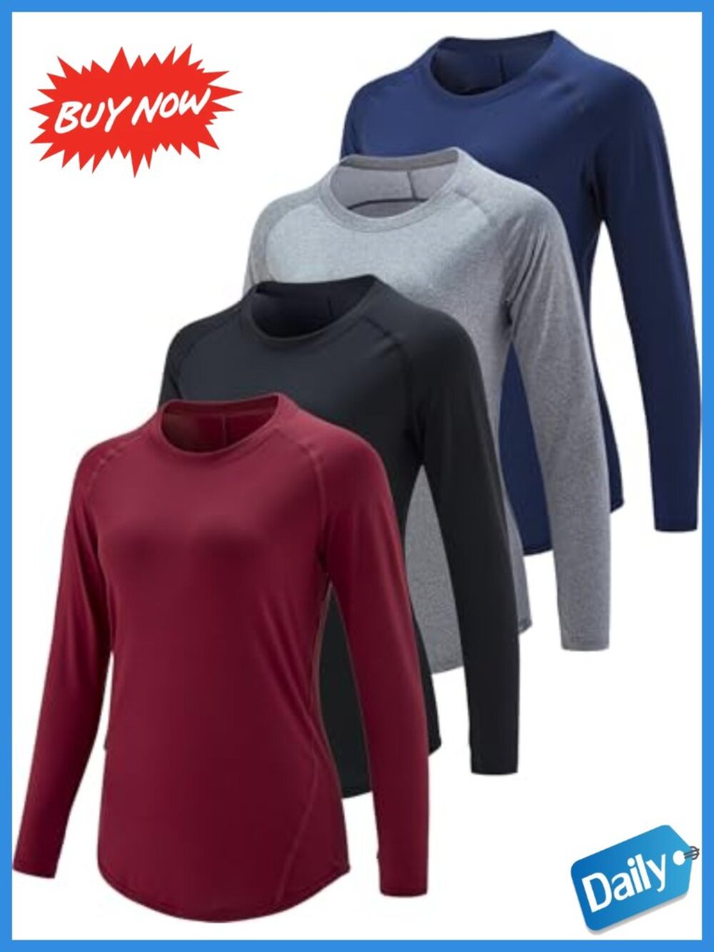4 Pack Women's Long Sleeve Athletic Tops Moisture Wicking Thumbholes